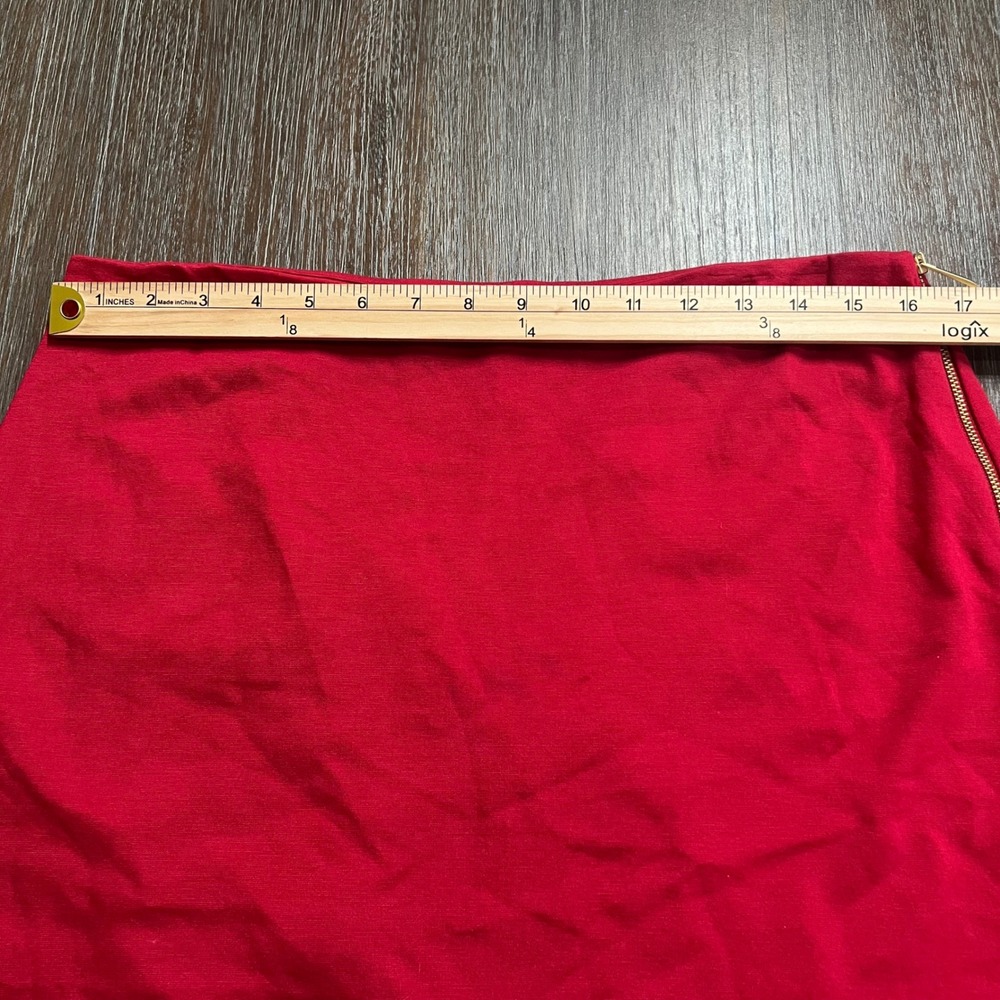 Chicos Women's Solid Renaissance Red Ponte Pencil Skirt With Gold Zipper - Picture 16 of 16